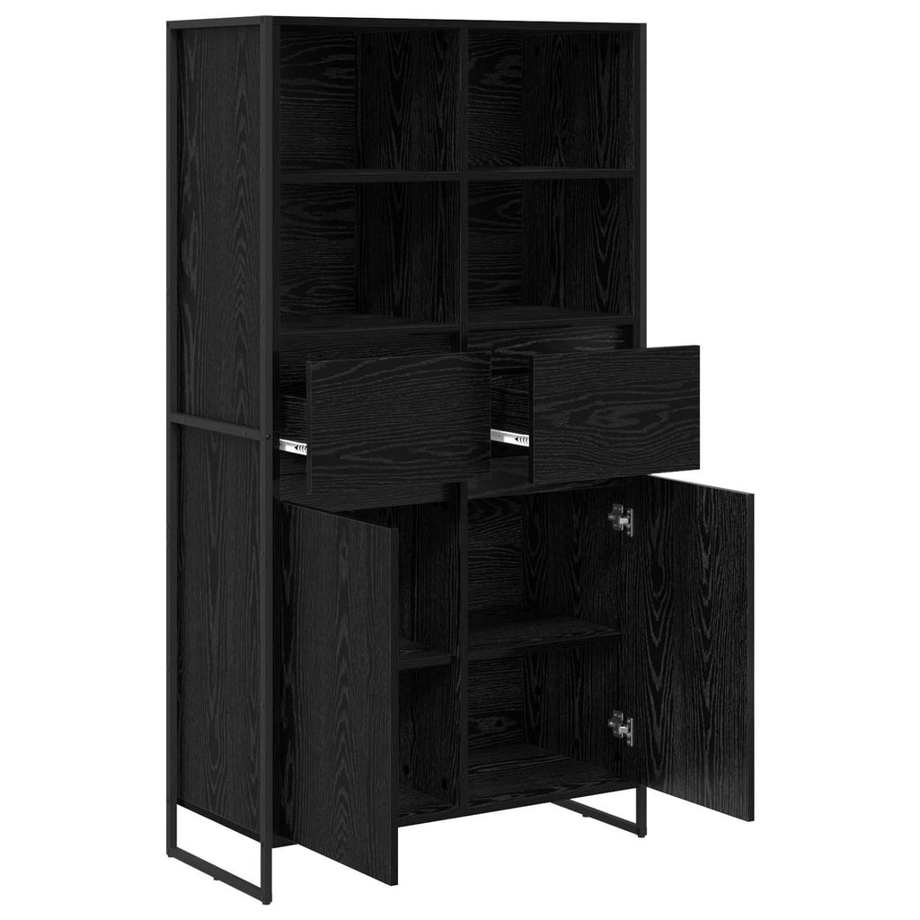 vidaXL Bufet z szufladą 2 pcs Czarny Dąb 81 x 36 x 150.5 cm