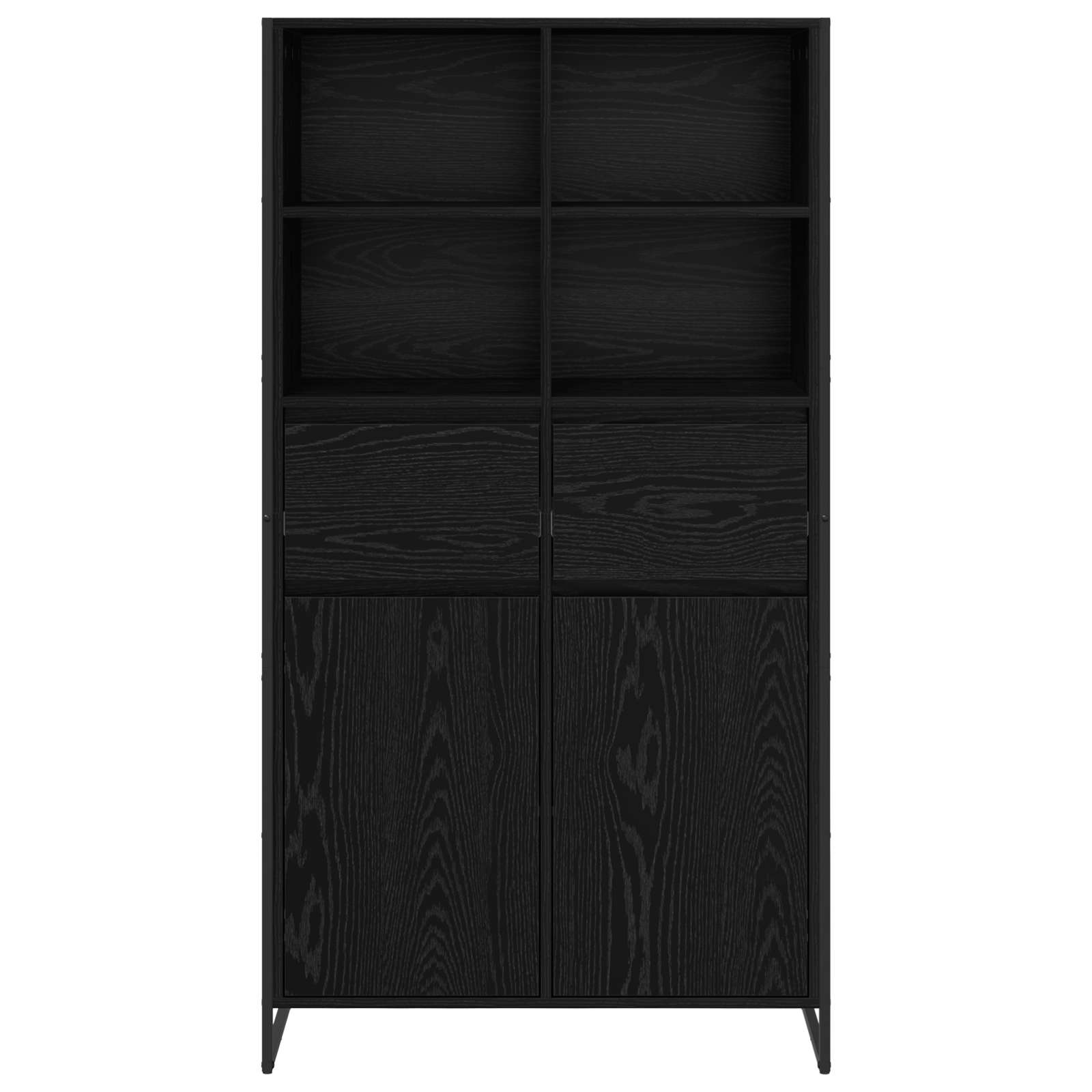 vidaXL Bufet z szufladą 2 pcs Czarny Dąb 81 x 36 x 150.5 cm