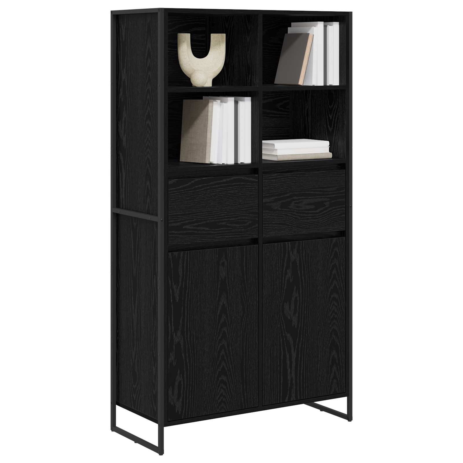 vidaXL Bufet z szufladą 2 pcs Czarny Dąb 81 x 36 x 150.5 cm