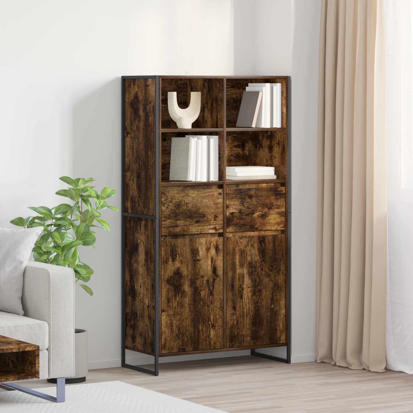 vidaXL Bufet z szufladą 2 pcs Dąb dymny 81 x 36 x 150.5 cm