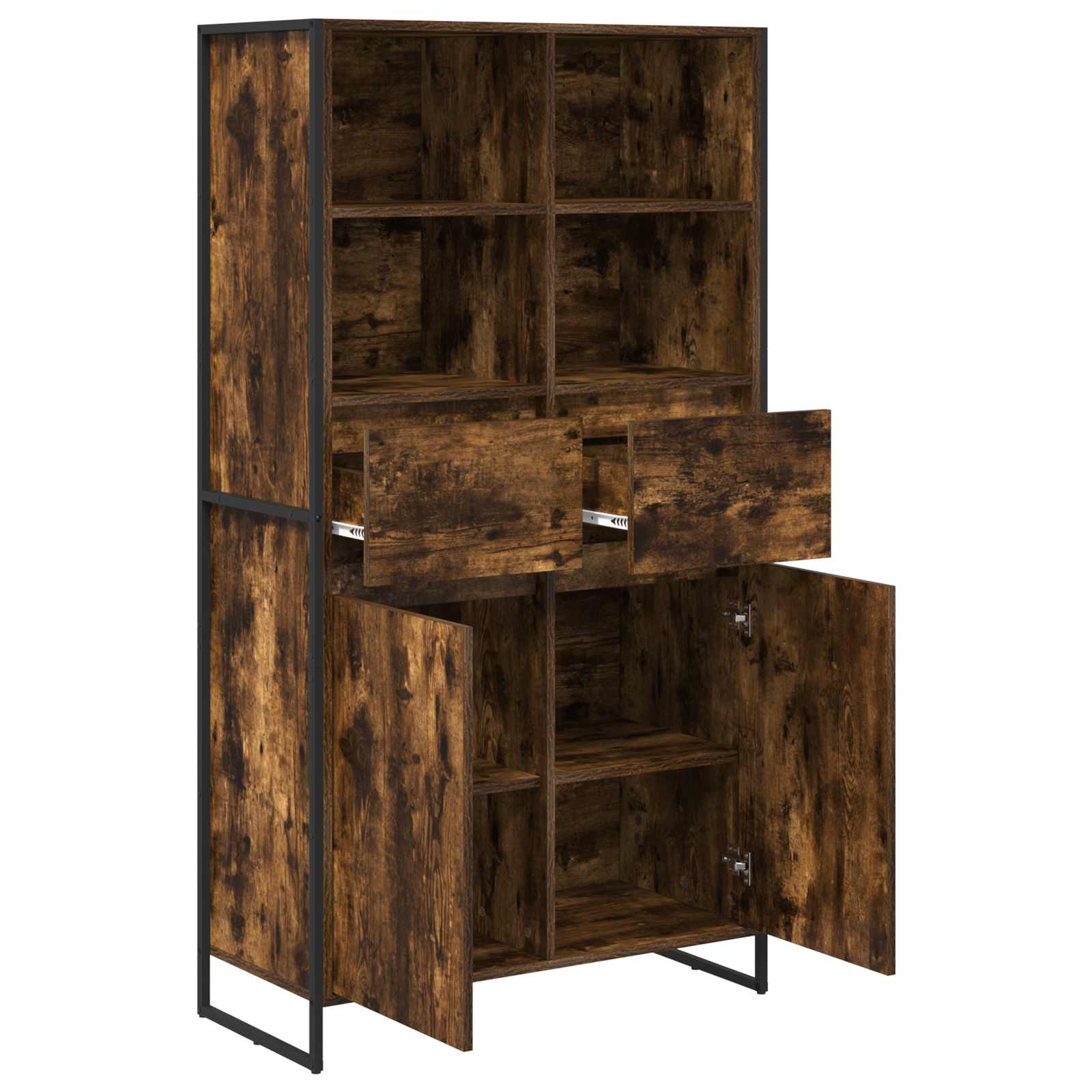 vidaXL Bufet z szufladą 2 pcs Dąb dymny 81 x 36 x 150.5 cm