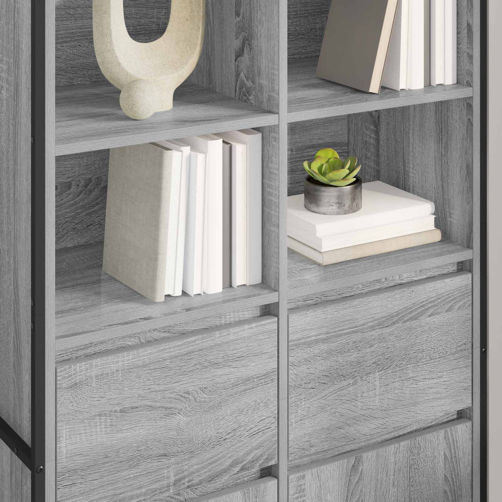 vidaXL Bufet z szufladą 2 pcs Szary Sonoma 81 x 36 x 150.5 cm