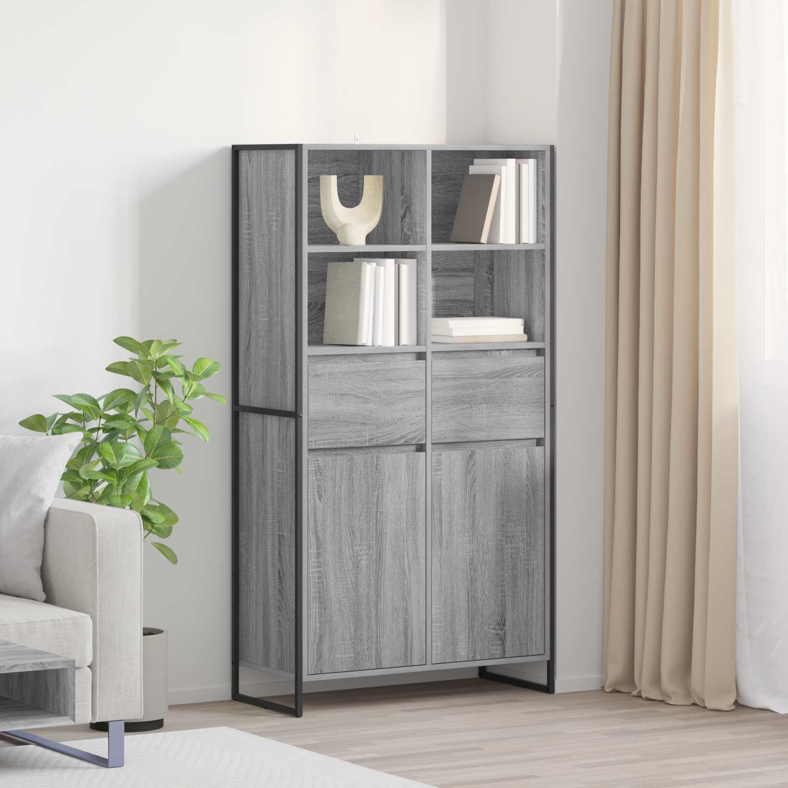 vidaXL Bufet z szufladą 2 pcs Szary Sonoma 81 x 36 x 150.5 cm