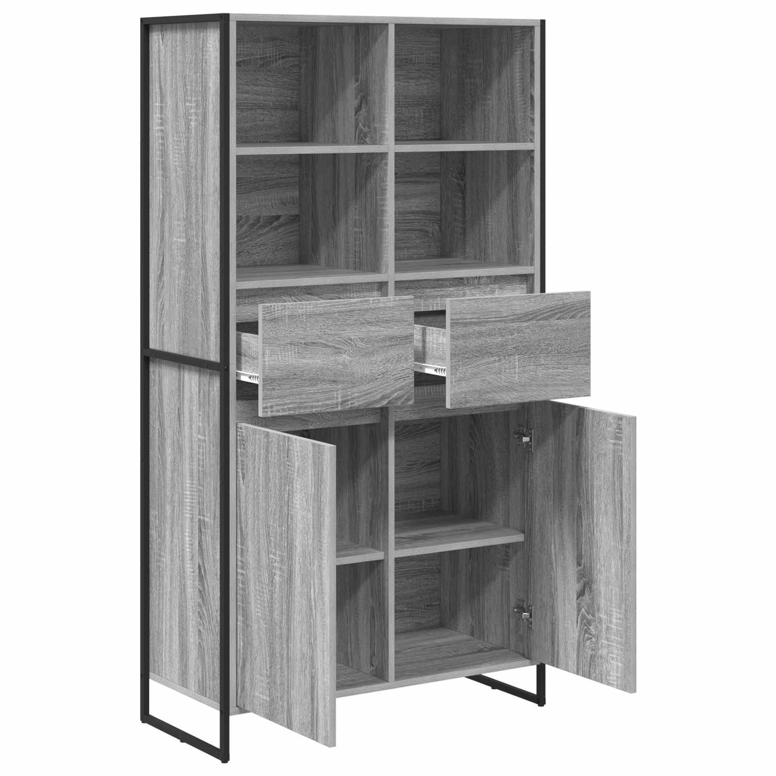 vidaXL Bufet z szufladą 2 pcs Szary Sonoma 81 x 36 x 150.5 cm