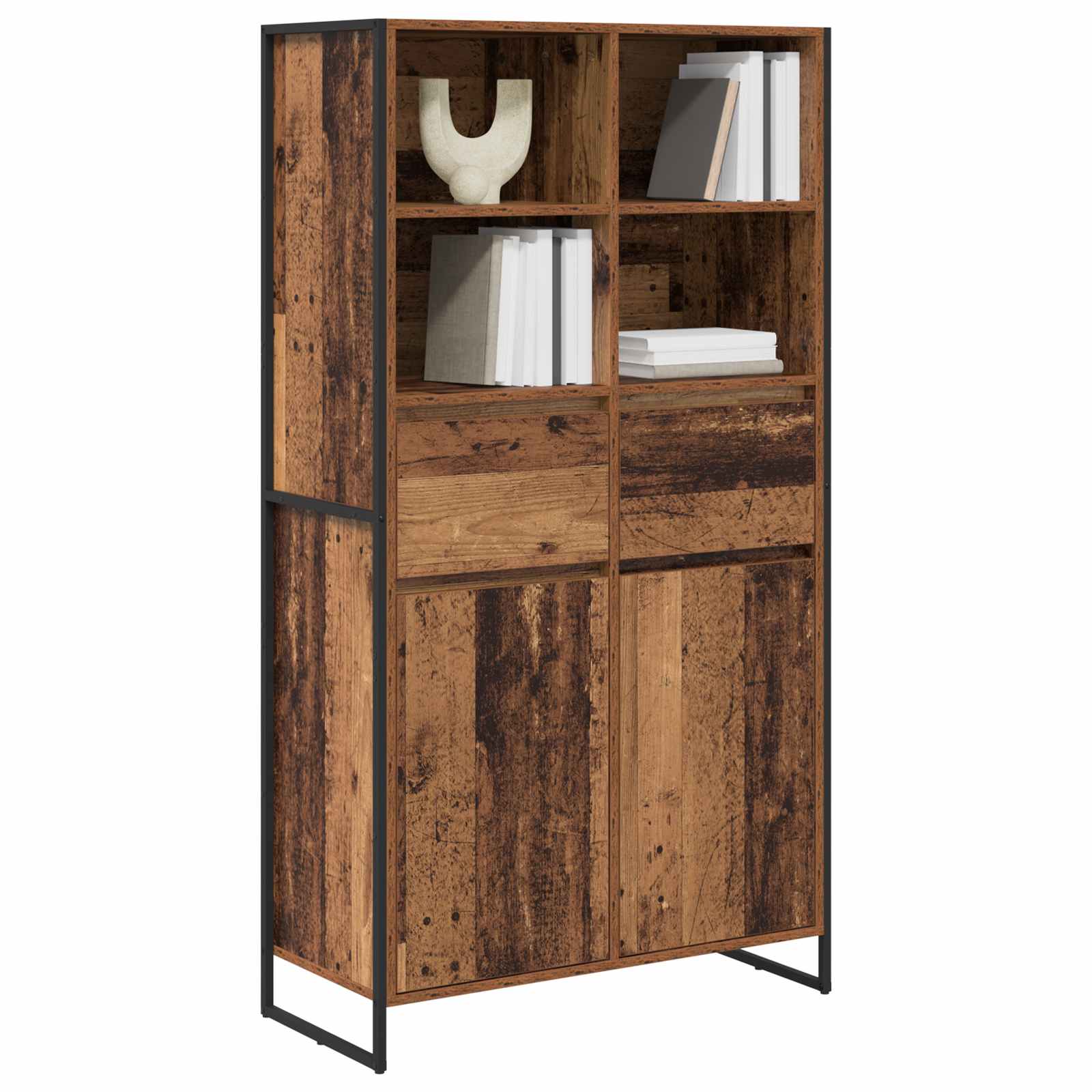 vidaXL Bufet z szufladą 2 pcs Stare drewno 81 x 36 x 150.5 cm