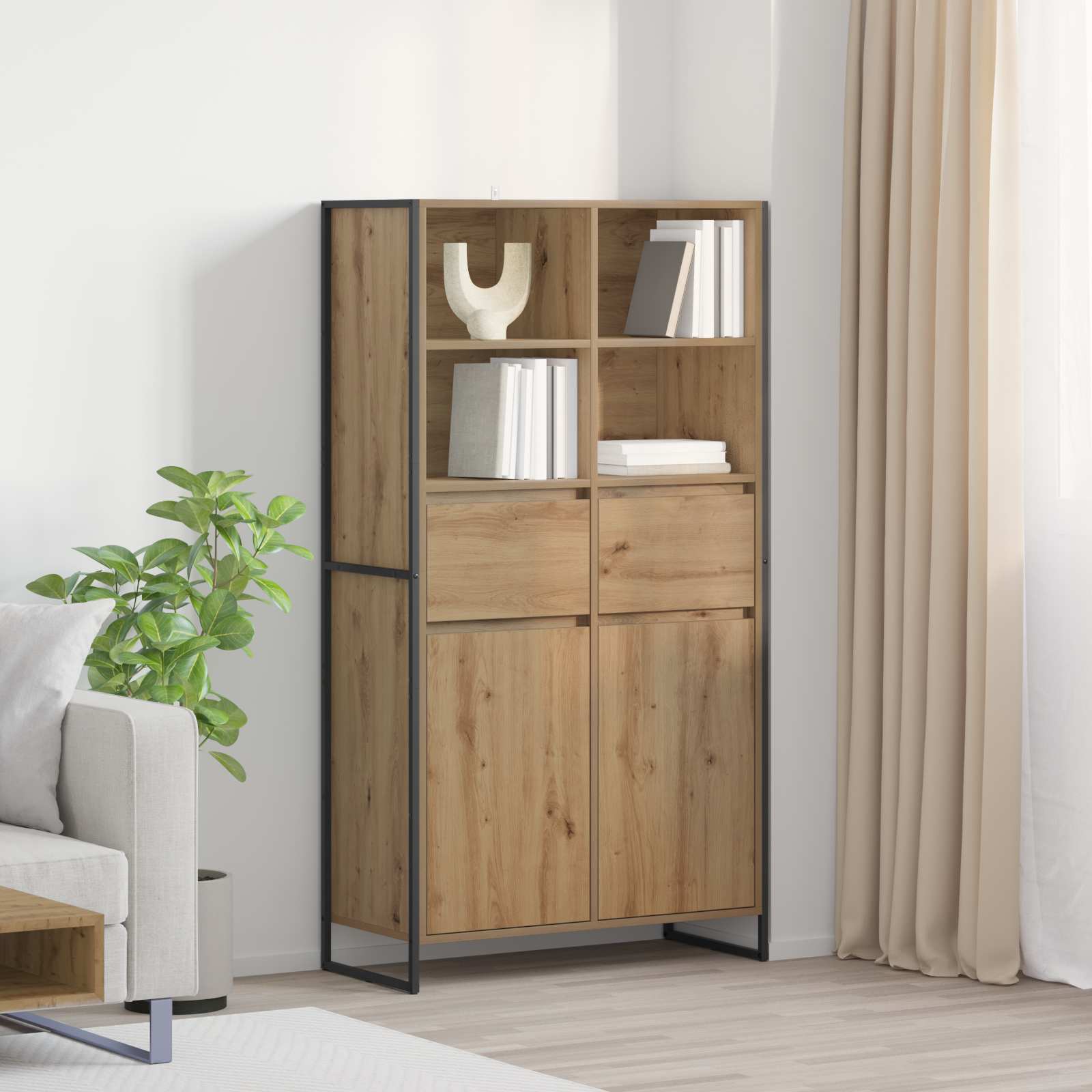 vidaXL Bufet z szufladą 2 pcs Dąb rzemieślniczy 81 x 36 x 150.5 cm