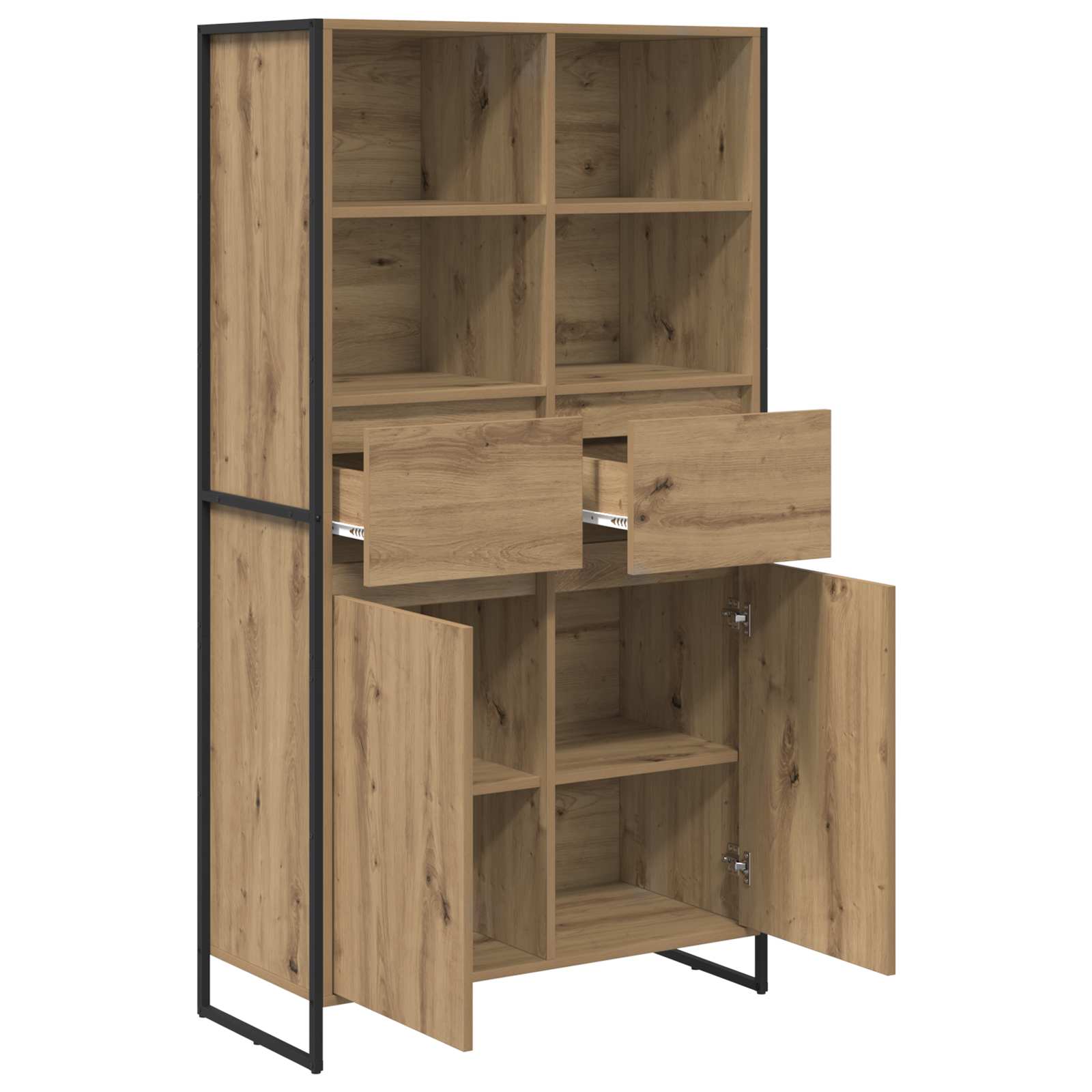 vidaXL Bufet z szufladą 2 pcs Dąb rzemieślniczy 81 x 36 x 150.5 cm