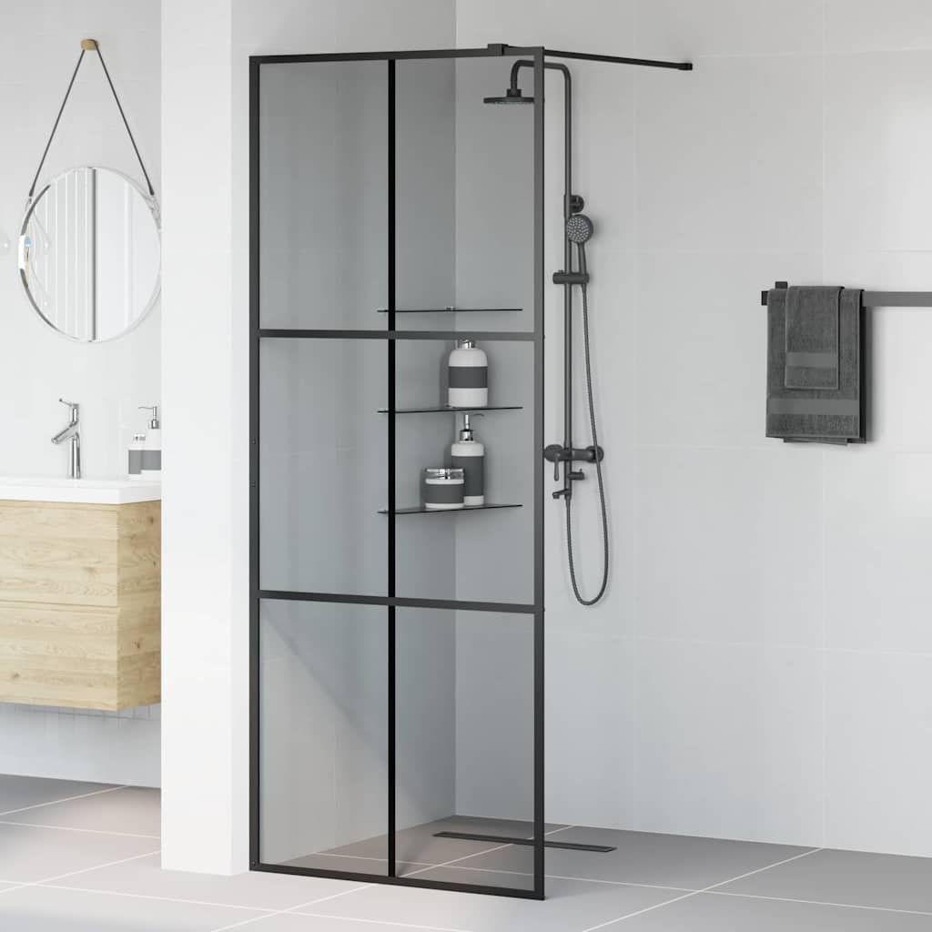 vidaXL Ściana prysznicowa typu walk-in Czarny 80 x 195 cm