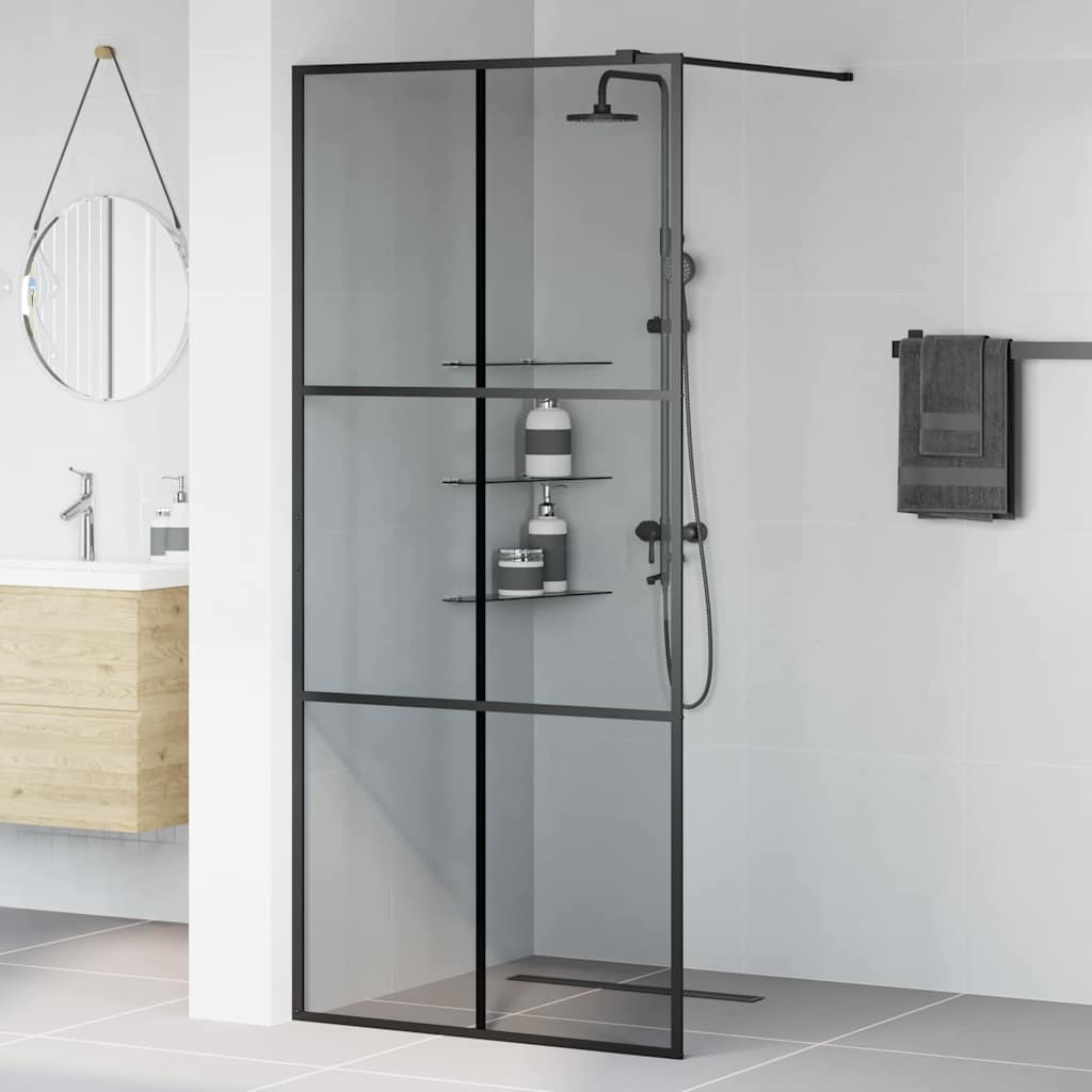 vidaXL Ściana prysznicowa typu walk-in Czarny 90 x 195 cm
