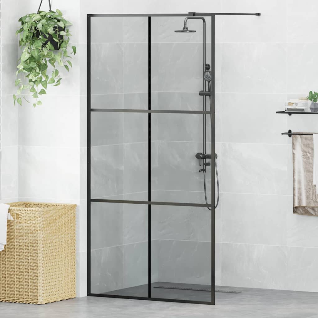 vidaXL Ściana prysznicowa typu walk-in Czarny 100 x 195 cm