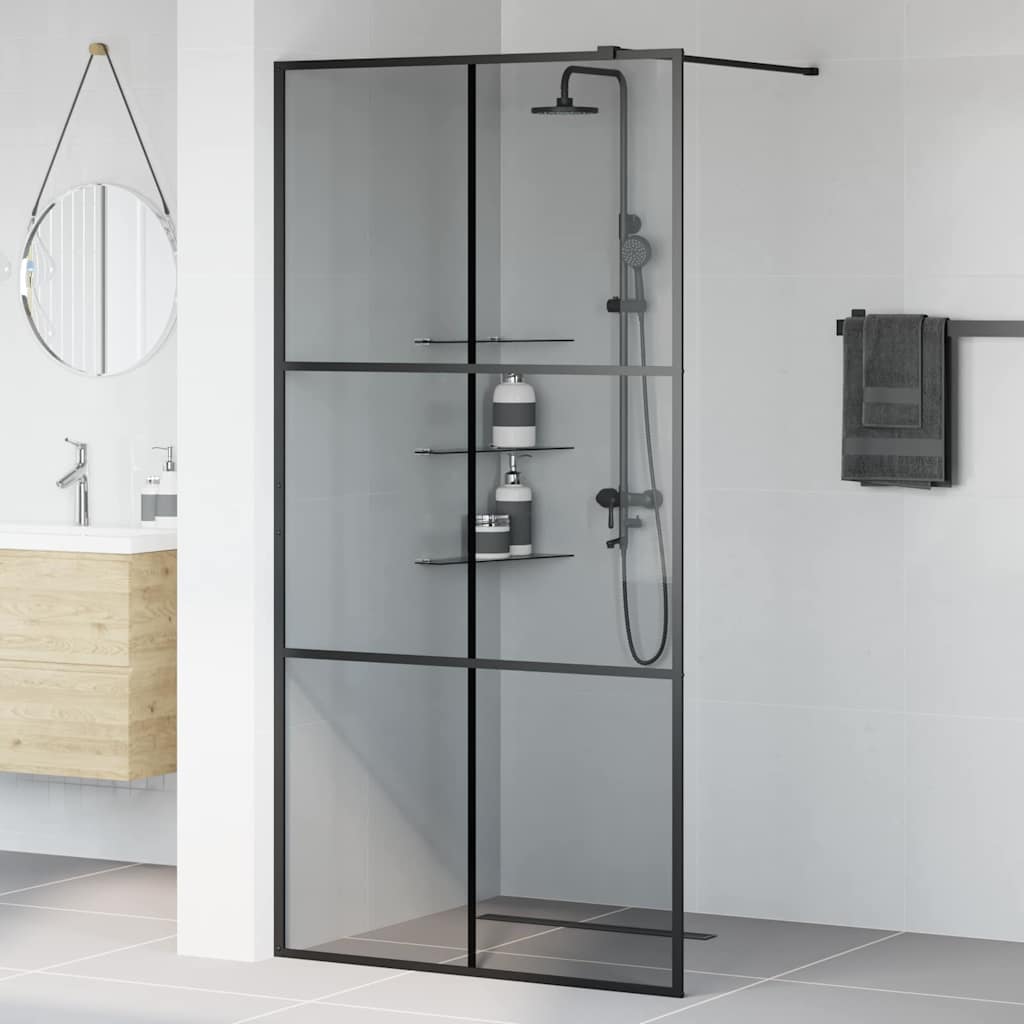 vidaXL Ściana prysznicowa typu walk-in Czarny 100 x 195 cm