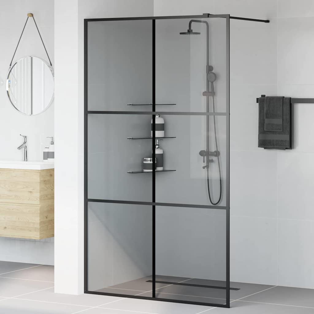 vidaXL Ściana prysznicowa typu walk-in Czarny 115 x 195 cm