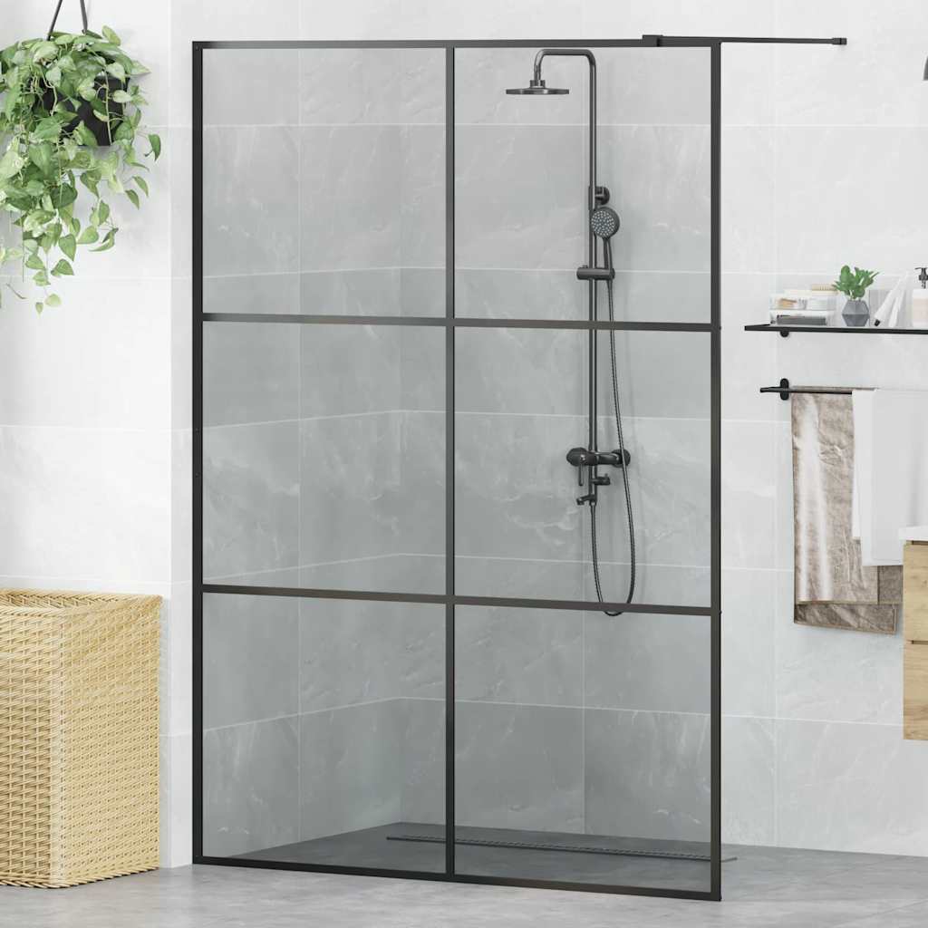vidaXL Ściana prysznicowa typu walk-in Czarny 140 x 195 cm