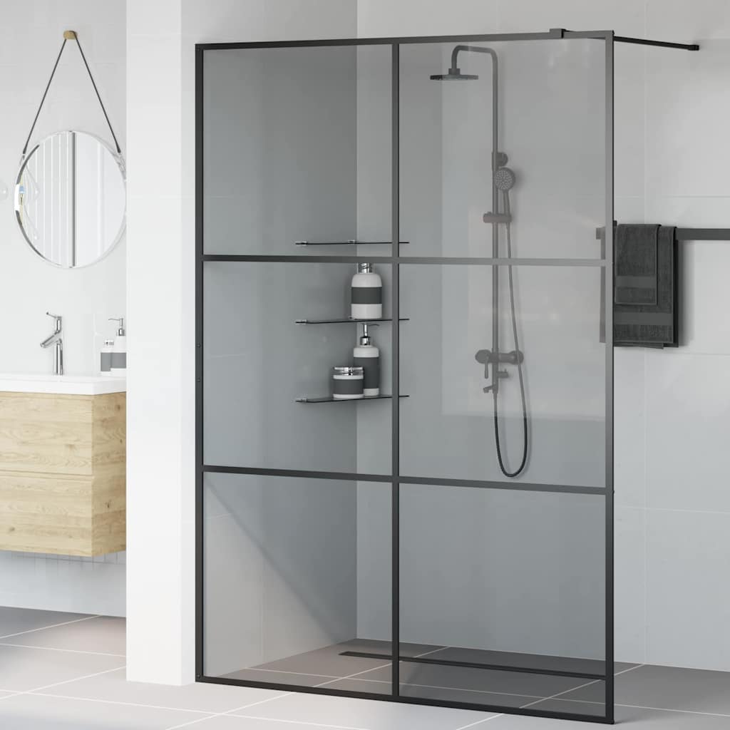 vidaXL Ściana prysznicowa typu walk-in Czarny 140 x 195 cm