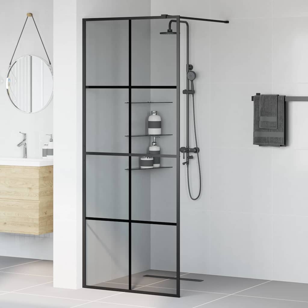 vidaXL Ściana prysznicowa typu walk-in Czarny 80 x 195 cm