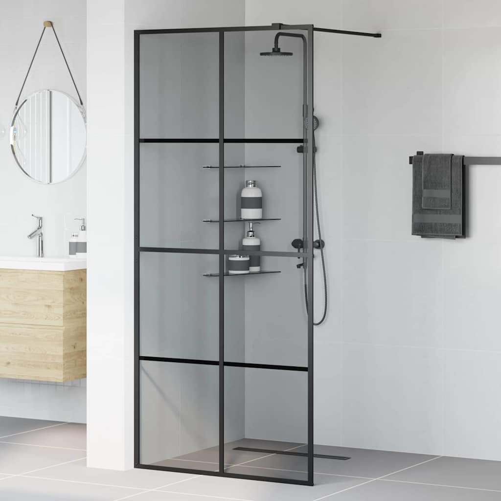 vidaXL Ściana prysznicowa typu walk-in Czarny 90 x 195 cm