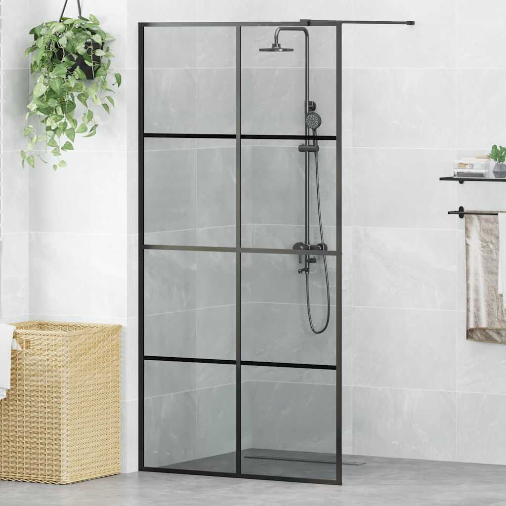 vidaXL Ściana prysznicowa typu walk-in Czarny 100 x 195 cm