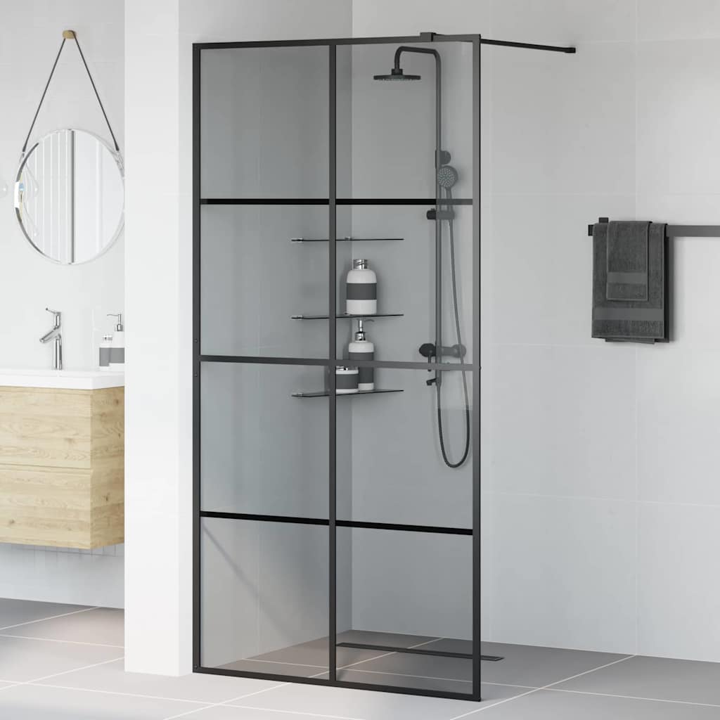 vidaXL Ściana prysznicowa typu walk-in Czarny 100 x 195 cm