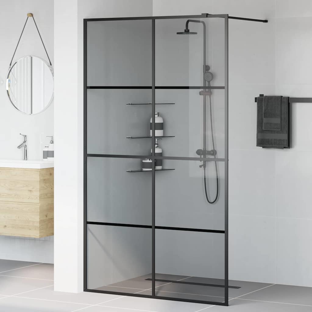 vidaXL Ściana prysznicowa typu walk-in Czarny 115 x 195 cm