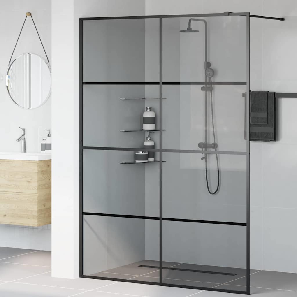 vidaXL Ściana prysznicowa typu walk-in Czarny 140 x 195 cm