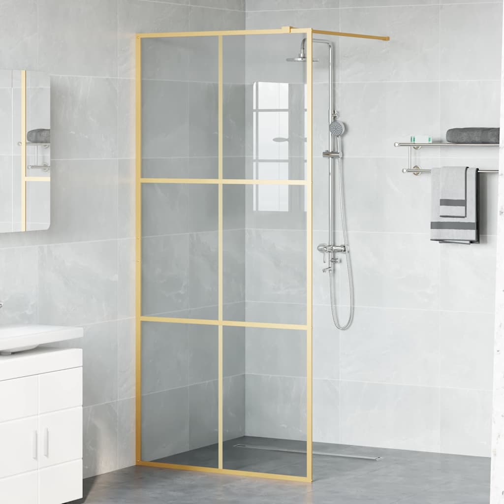 vidaXL Ściana prysznicowa typu walk-in złoty 90 x 195 cm