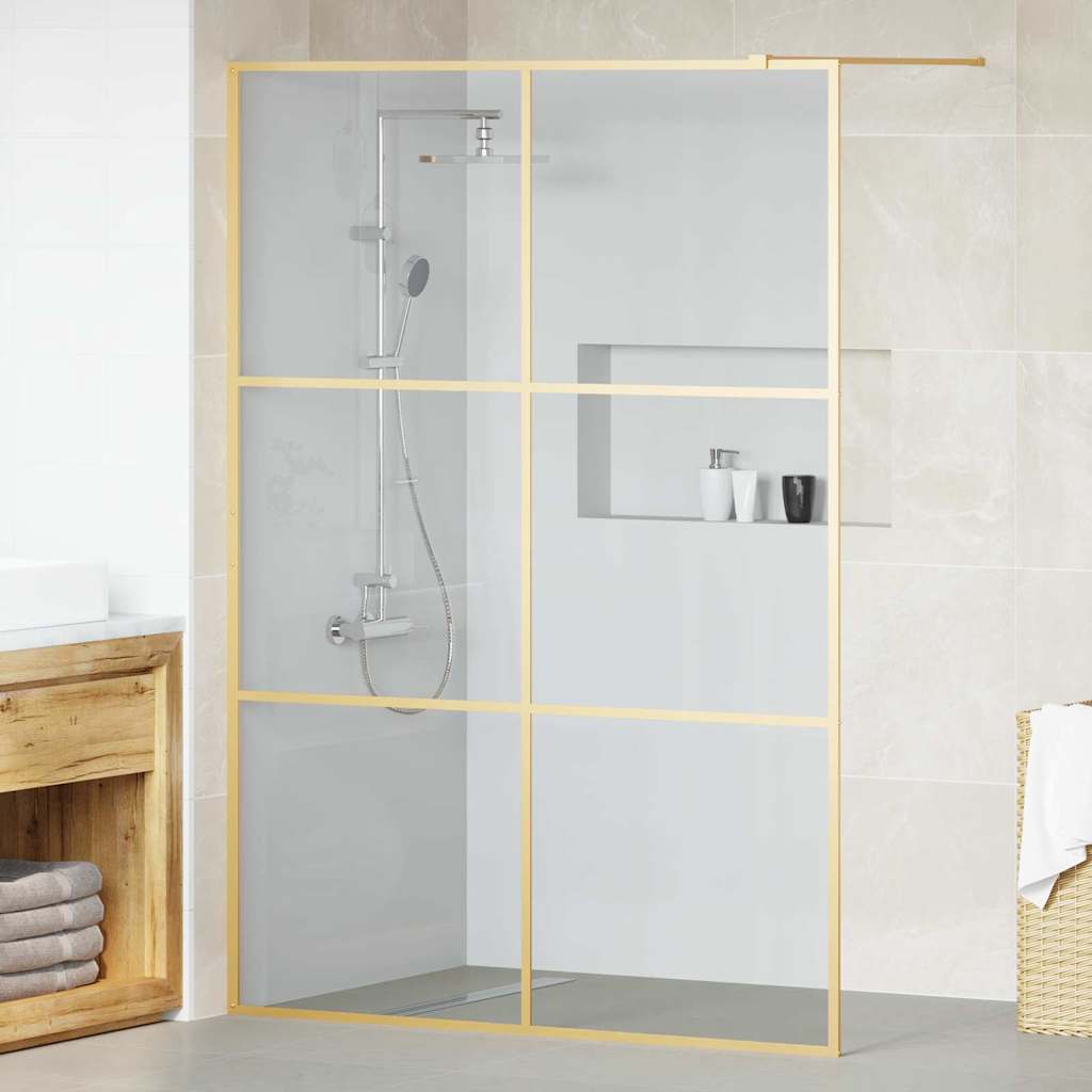 vidaXL Ściana prysznicowa typu walk-in złoty 140 x 195 cm
