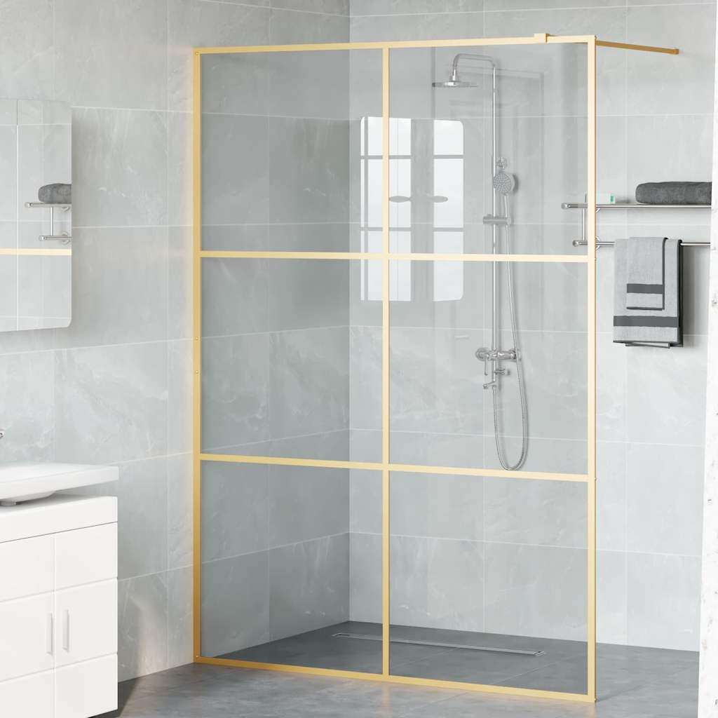 vidaXL Ściana prysznicowa typu walk-in złoty 140 x 195 cm