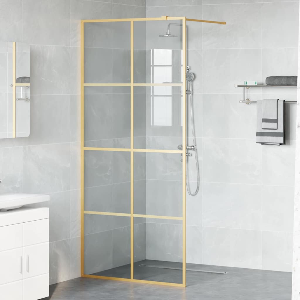 vidaXL Ściana prysznicowa typu walk-in złoty 90 x 195 cm