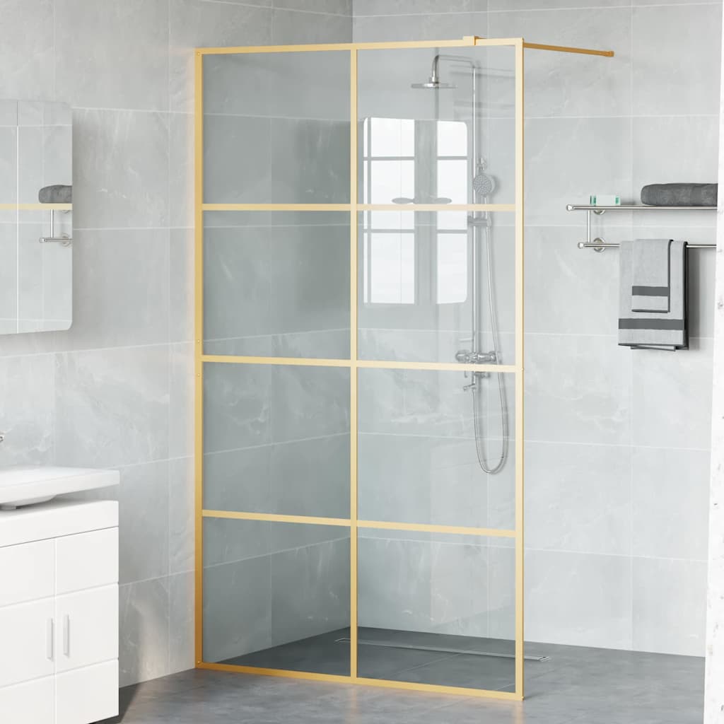 vidaXL Ściana prysznicowa typu walk-in złoty 115 x 195 cm