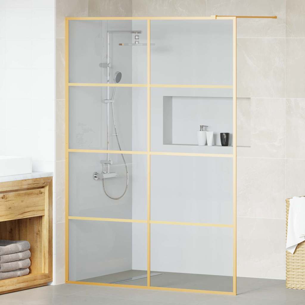 vidaXL Ściana prysznicowa typu walk-in złoty 140 x 195 cm