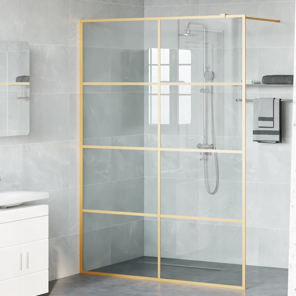 vidaXL Ściana prysznicowa typu walk-in złoty 140 x 195 cm