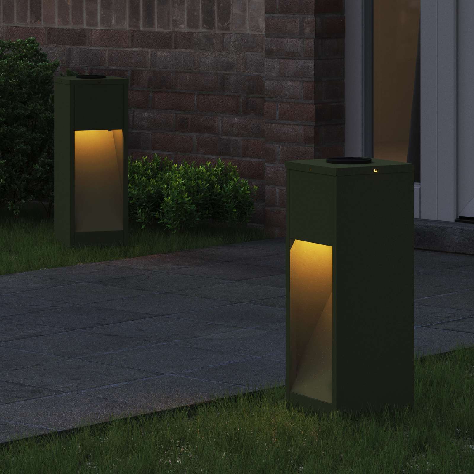 vidaXL Solarna Lampa LED na Ścieżkę 2 pcs Zielony oliwkowy