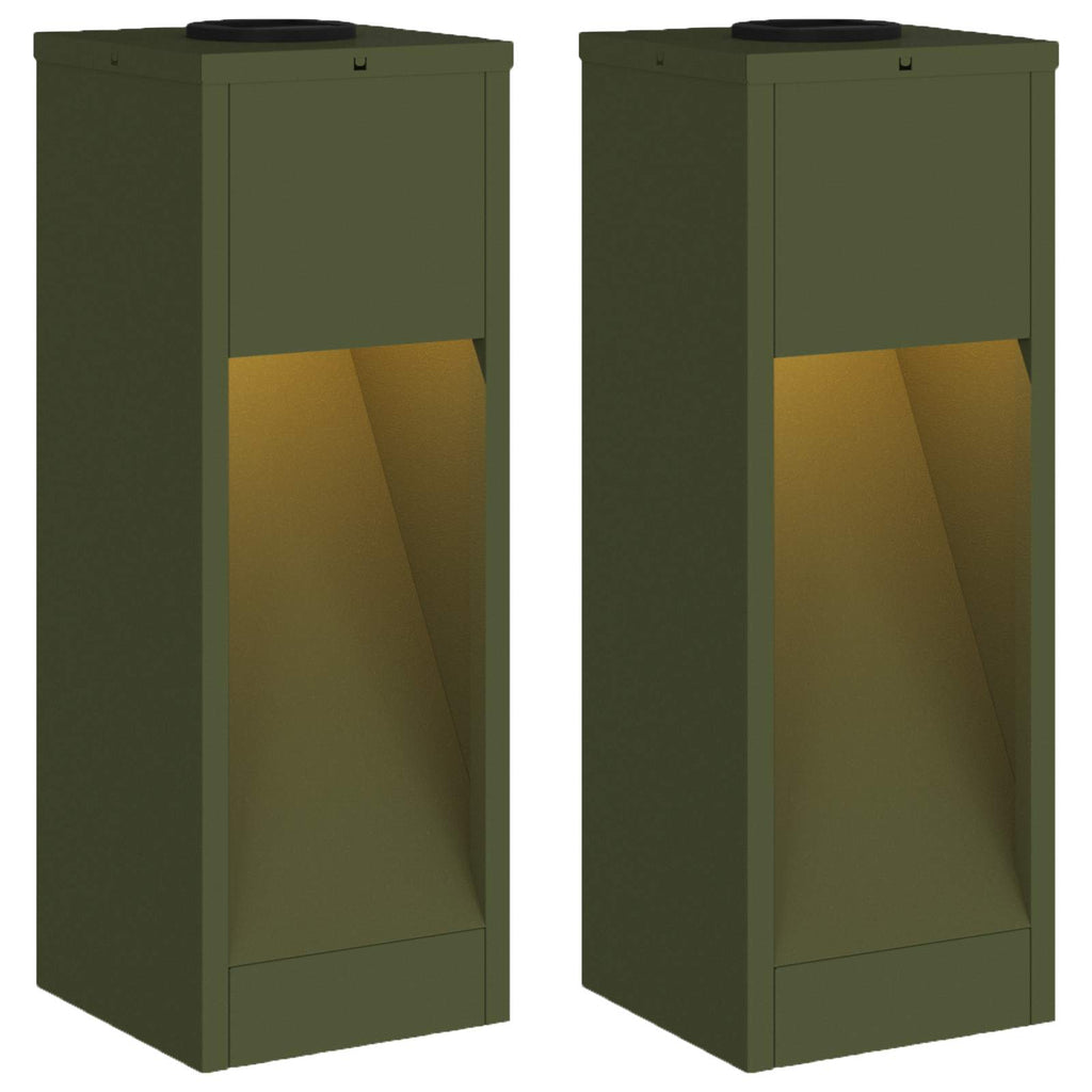vidaXL Solarna Lampa LED na Ścieżkę 2 pcs Zielony oliwkowy