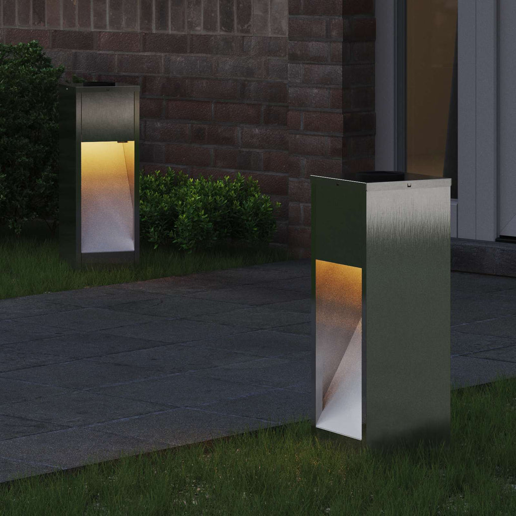 vidaXL Solarna Lampa LED na Ścieżkę 2 pcs Srebrny Stal nierdzewna
