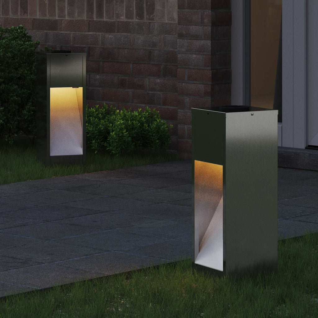 vidaXL Solarna Lampa LED na Ścieżkę 2 pcs Srebrny Galwanizowany