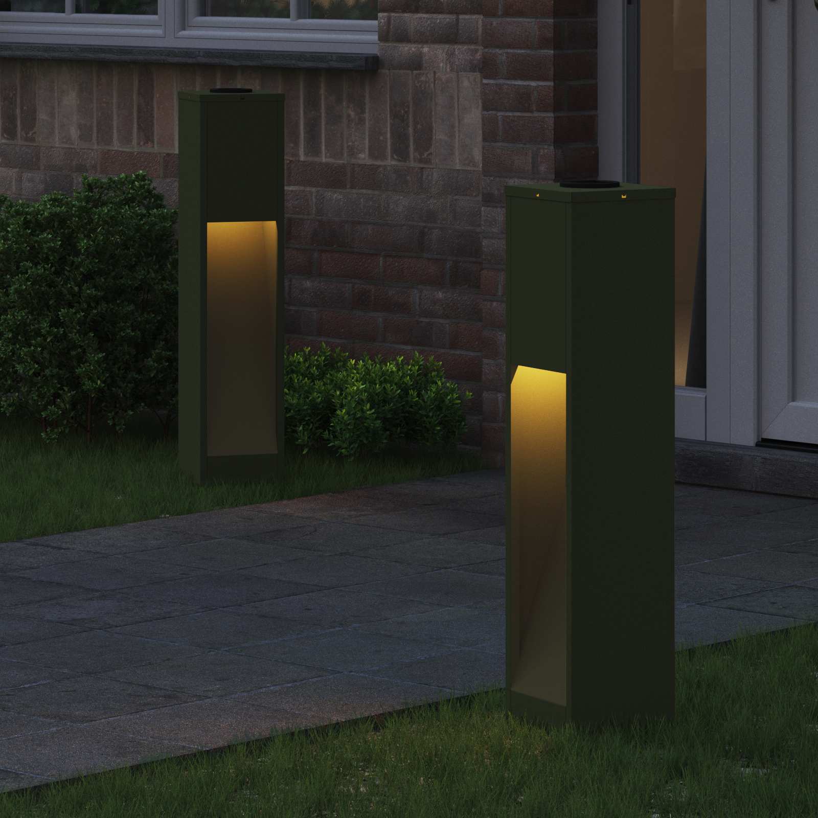 vidaXL Solarna Lampa LED na Ścieżkę 2 pcs Zielony oliwkowy