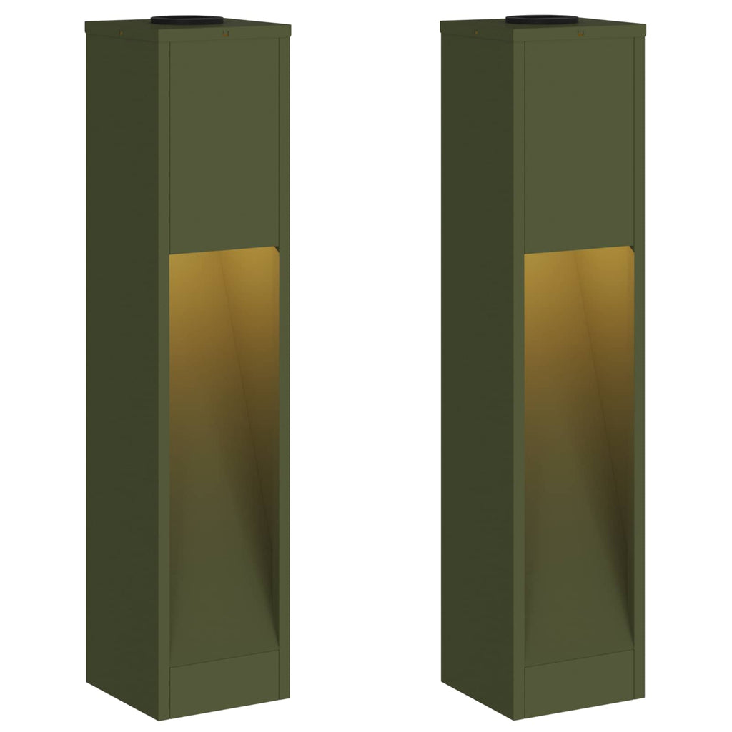vidaXL Solarna Lampa LED na Ścieżkę 2 pcs Zielony oliwkowy