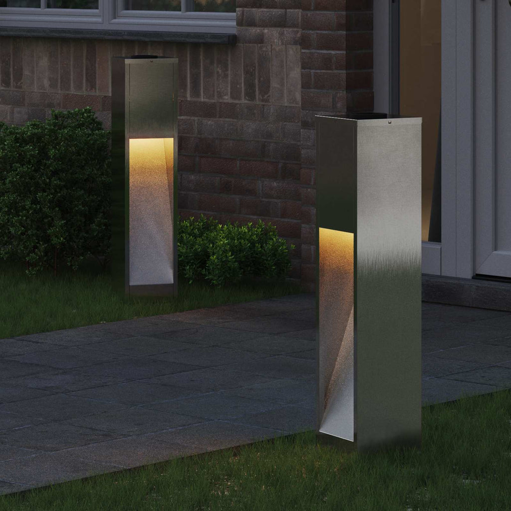 vidaXL Solarna Lampa LED na Ścieżkę 2 pcs Srebrny Stal nierdzewna