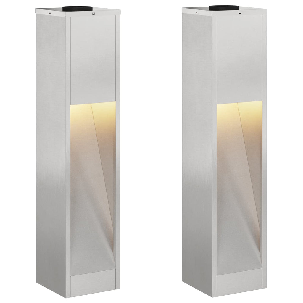 vidaXL Solarna Lampa LED na Ścieżkę 2 pcs Srebrny Stal nierdzewna