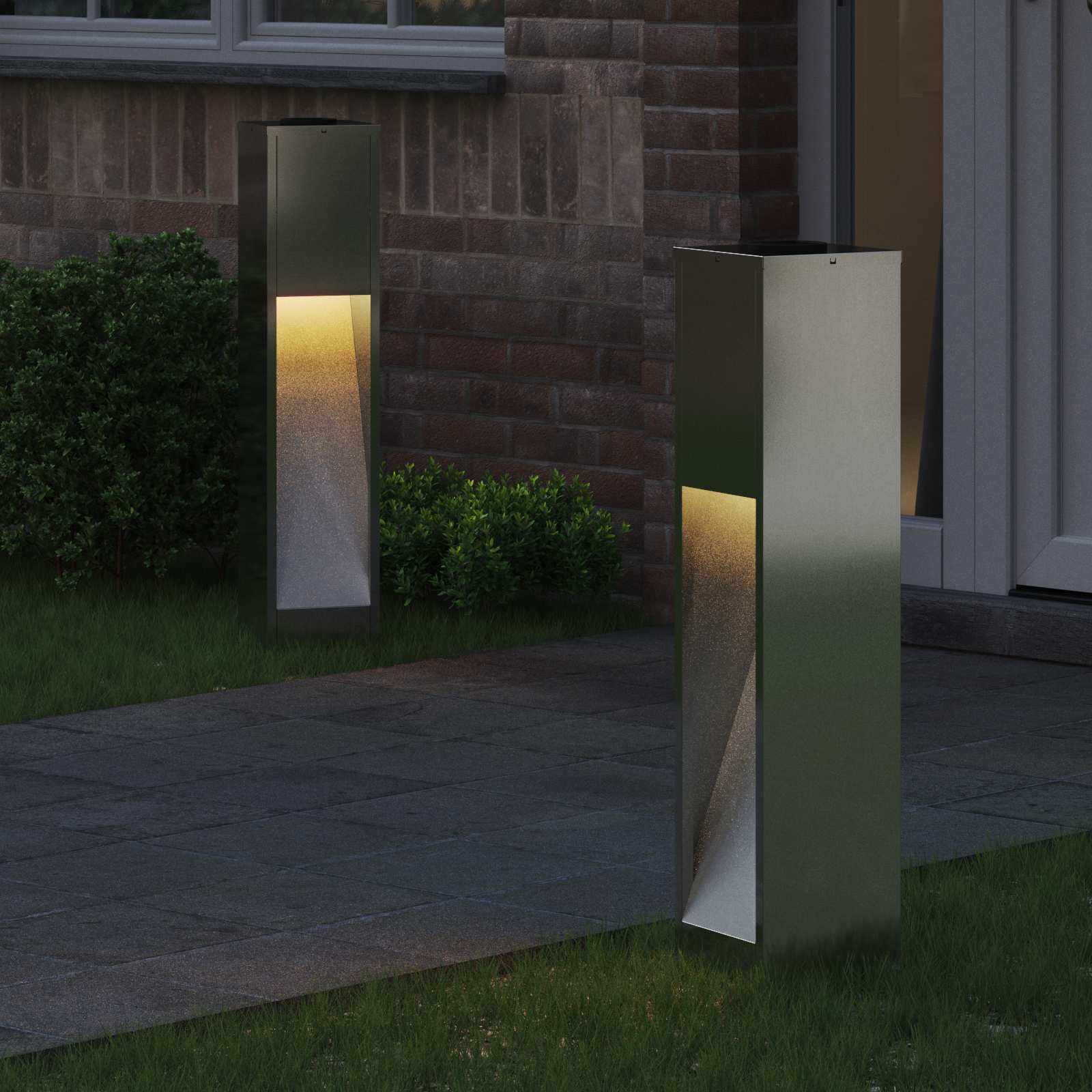 vidaXL Solarna Lampa LED na Ścieżkę 2 pcs Srebrny Galwanizowany