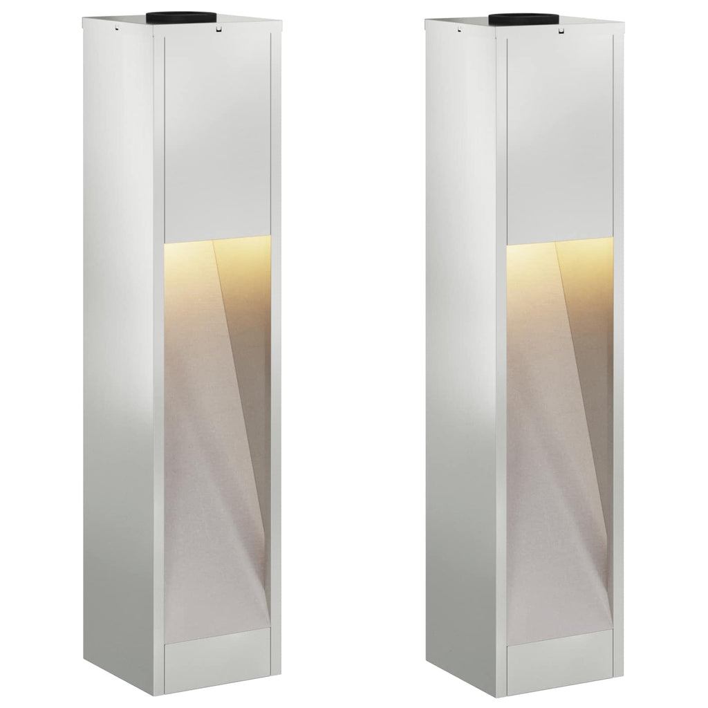 vidaXL Solarna Lampa LED na Ścieżkę 2 pcs Srebrny Galwanizowany