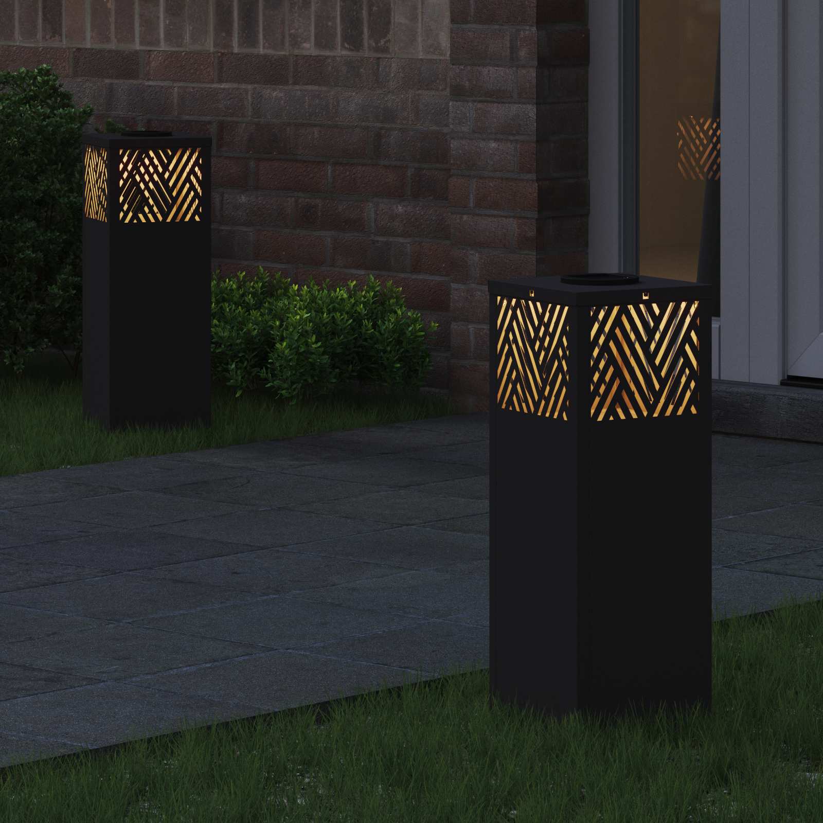 vidaXL Słoneczna LED lampa na ścieżkę 2 pcs Czarny