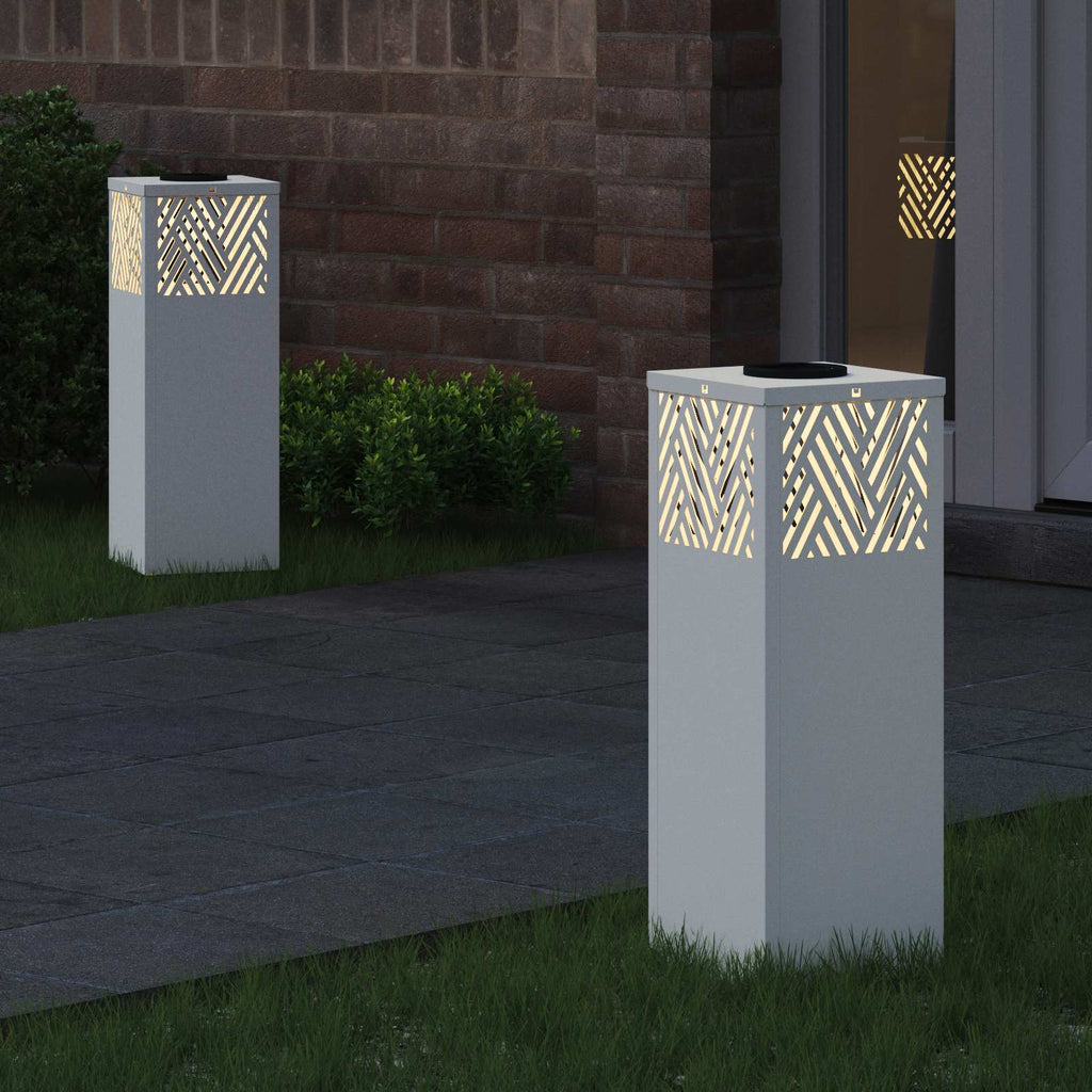 vidaXL Słoneczna LED lampa na ścieżkę 2 pcs Biały