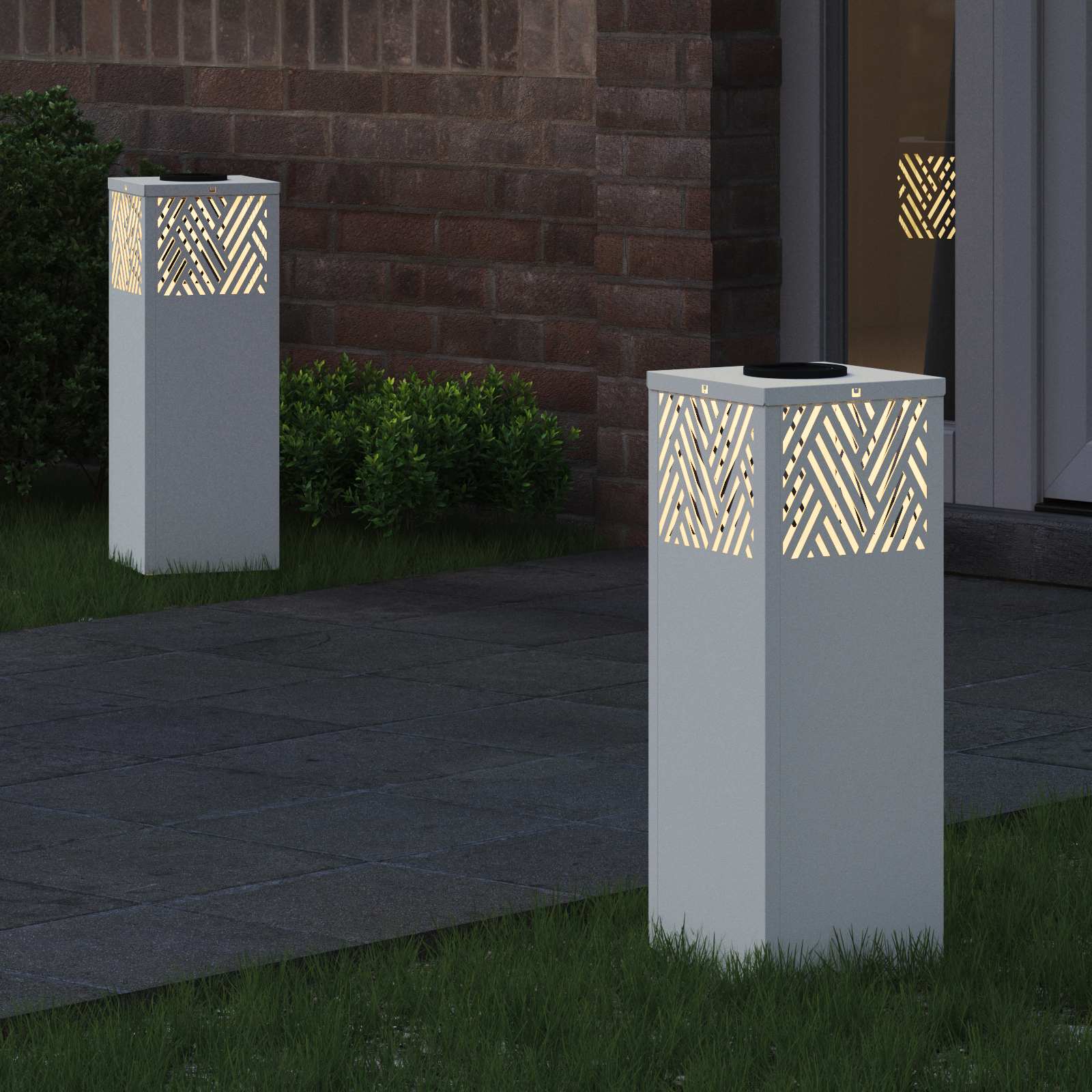 vidaXL Słoneczna LED lampa na ścieżkę 2 pcs Biały