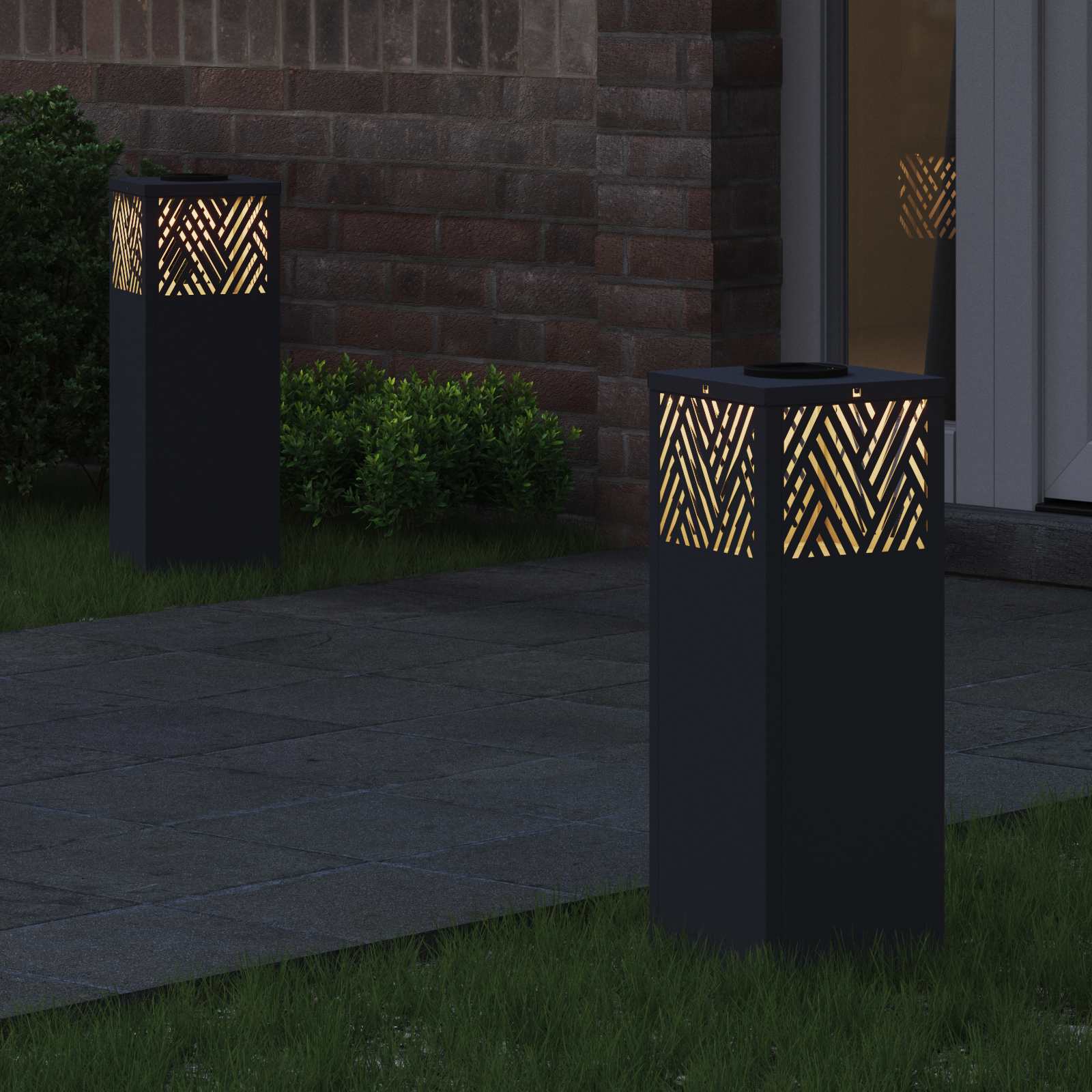 vidaXL Słoneczna LED lampa na ścieżkę 2 pcs Antracyt