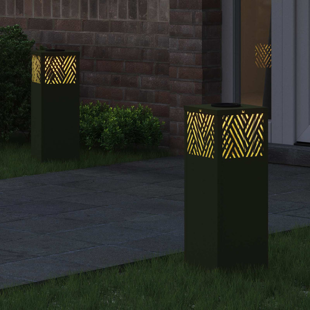 vidaXL Słoneczna LED lampa na ścieżkę 2 pcs Zielony oliwkowy