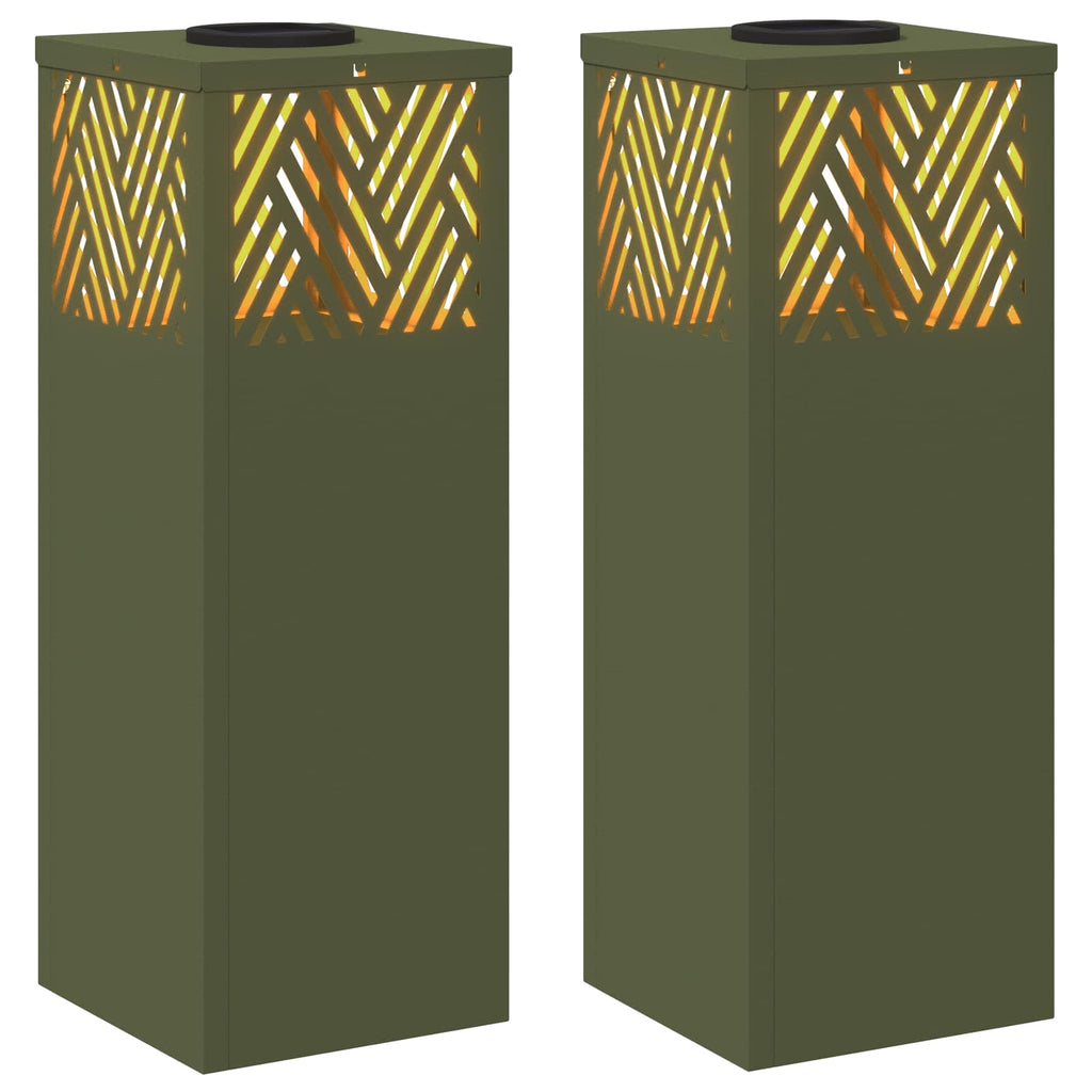 vidaXL Słoneczna LED lampa na ścieżkę 2 pcs Zielony oliwkowy
