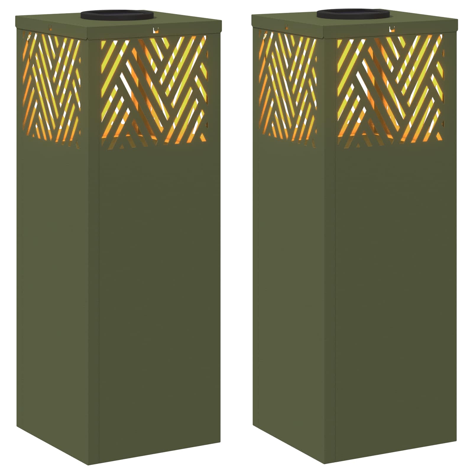 vidaXL Słoneczna LED lampa na ścieżkę 2 pcs Zielony oliwkowy