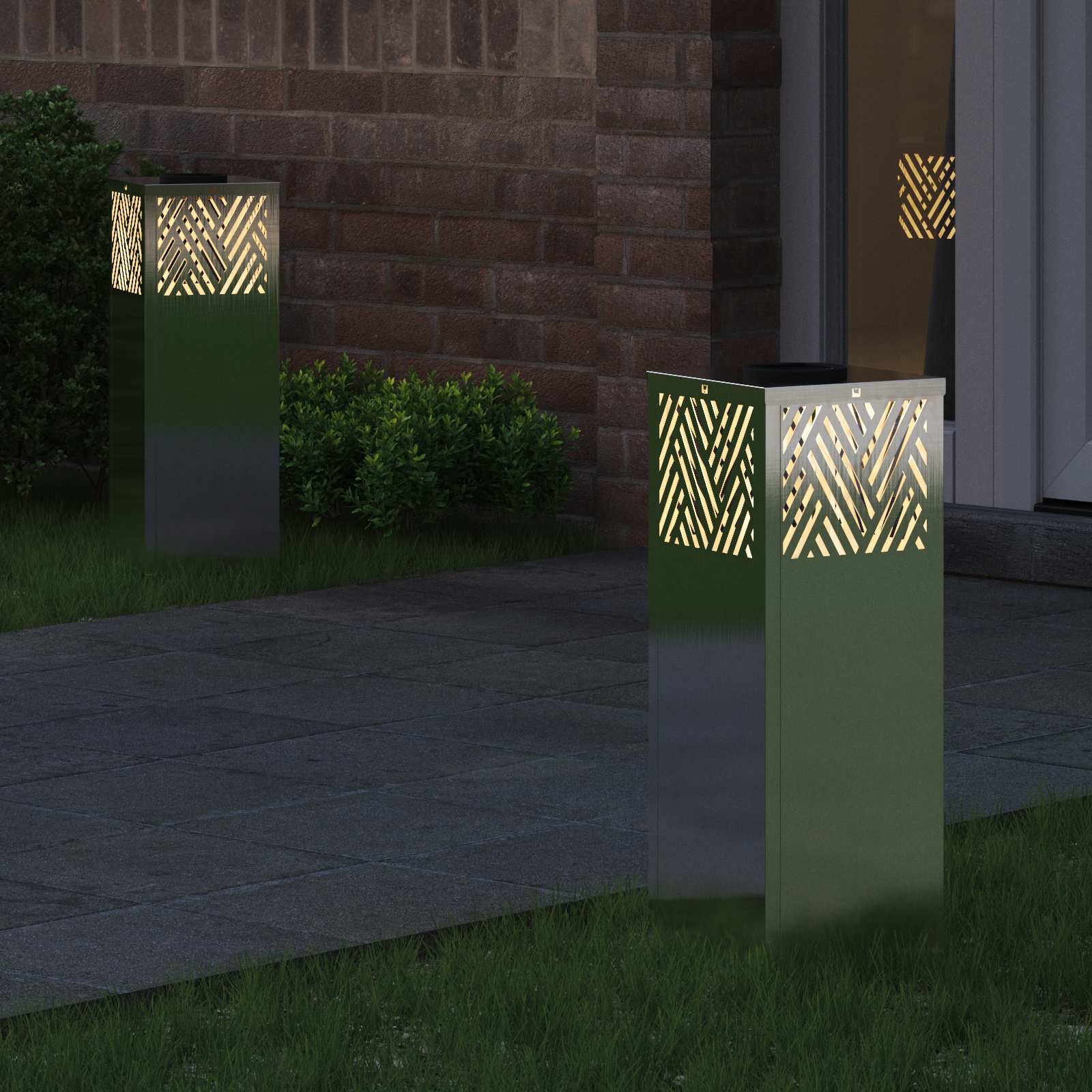 vidaXL Słoneczna LED lampa na ścieżkę 2 pcs Srebrny Stal nierdzewna