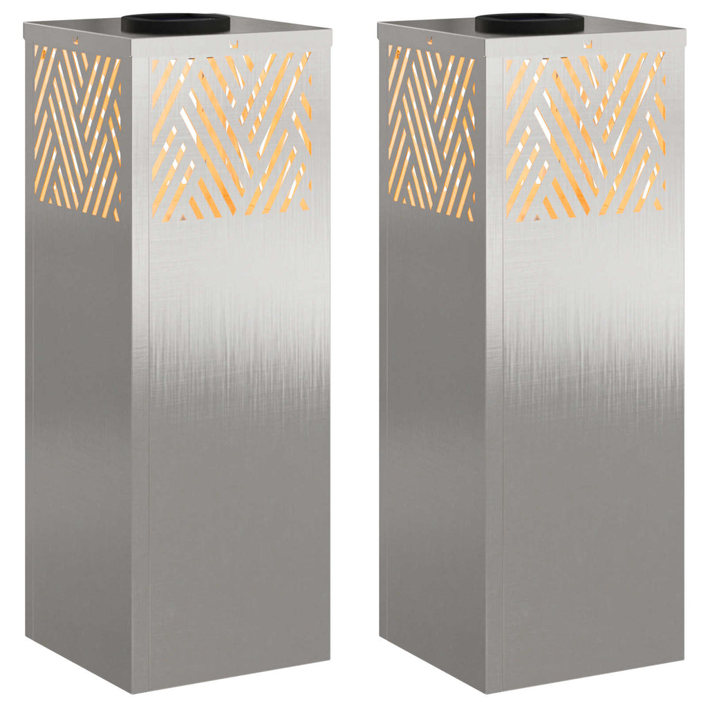 vidaXL Słoneczna LED lampa na ścieżkę 2 pcs Srebrny Stal nierdzewna